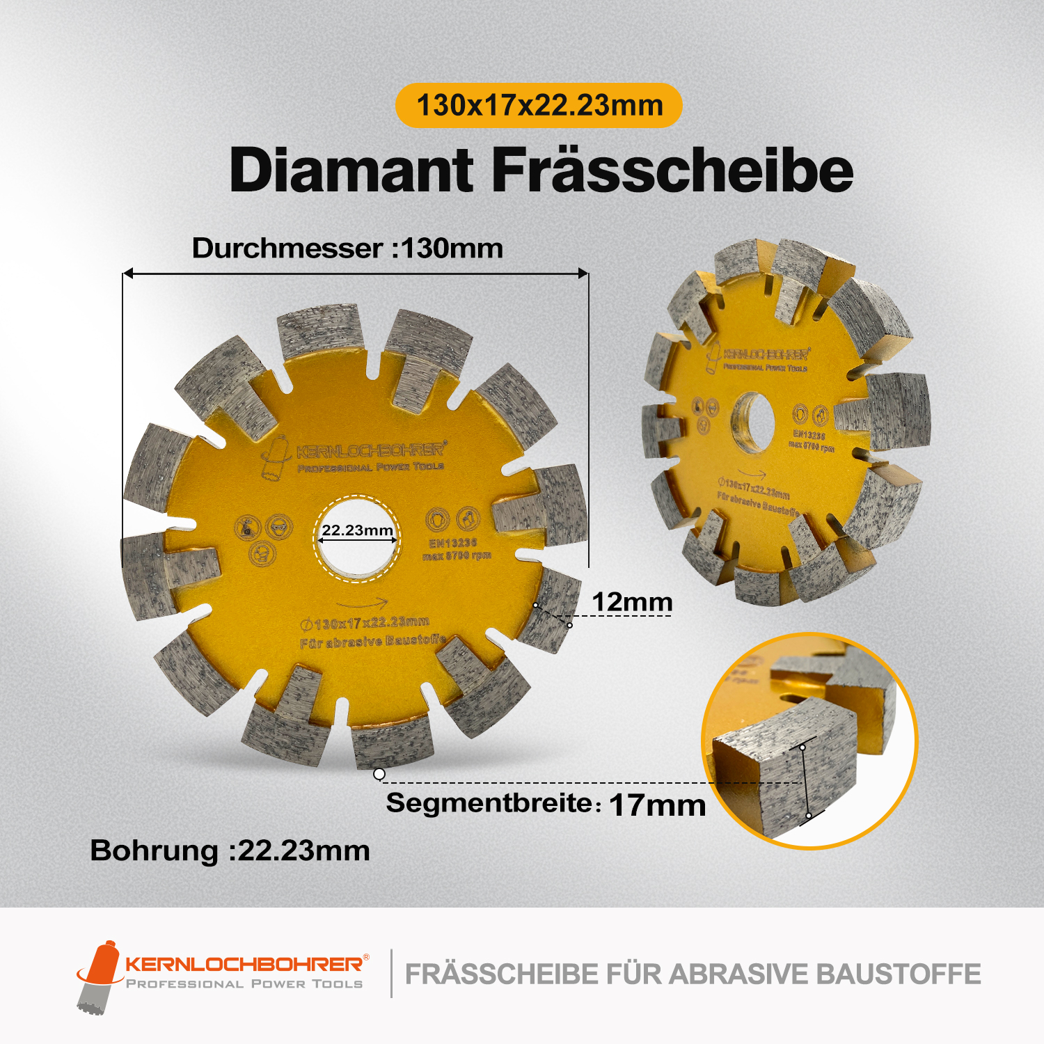 Disco diamantato ECKIG Ø 130 mm 17 mm