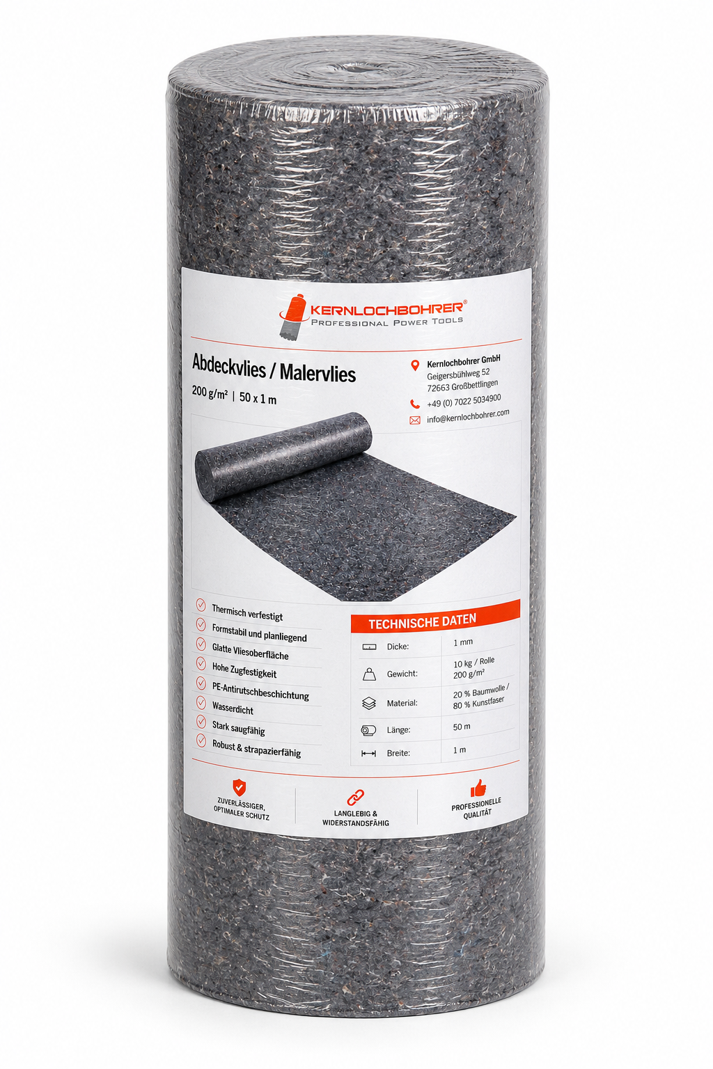 Malervlies Abdeckvlies Grau 200 g/m² thermisch verfestigt