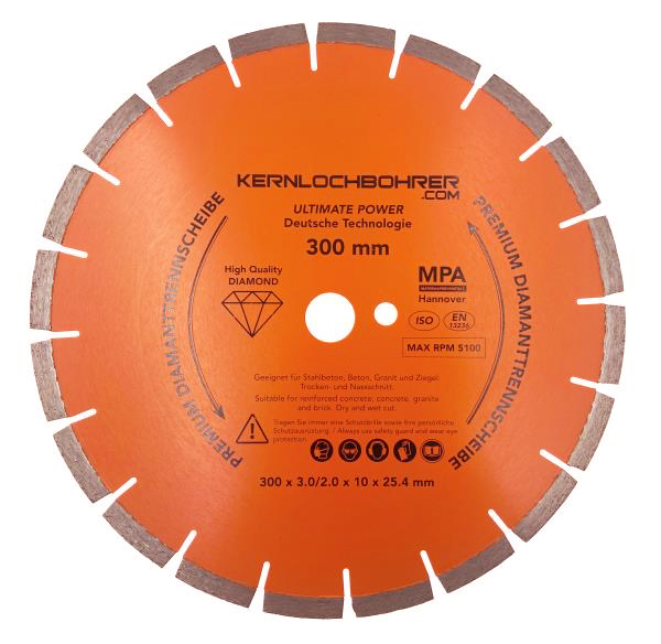 Premium Diamanttrennscheibe Ø 300 mm für Beton