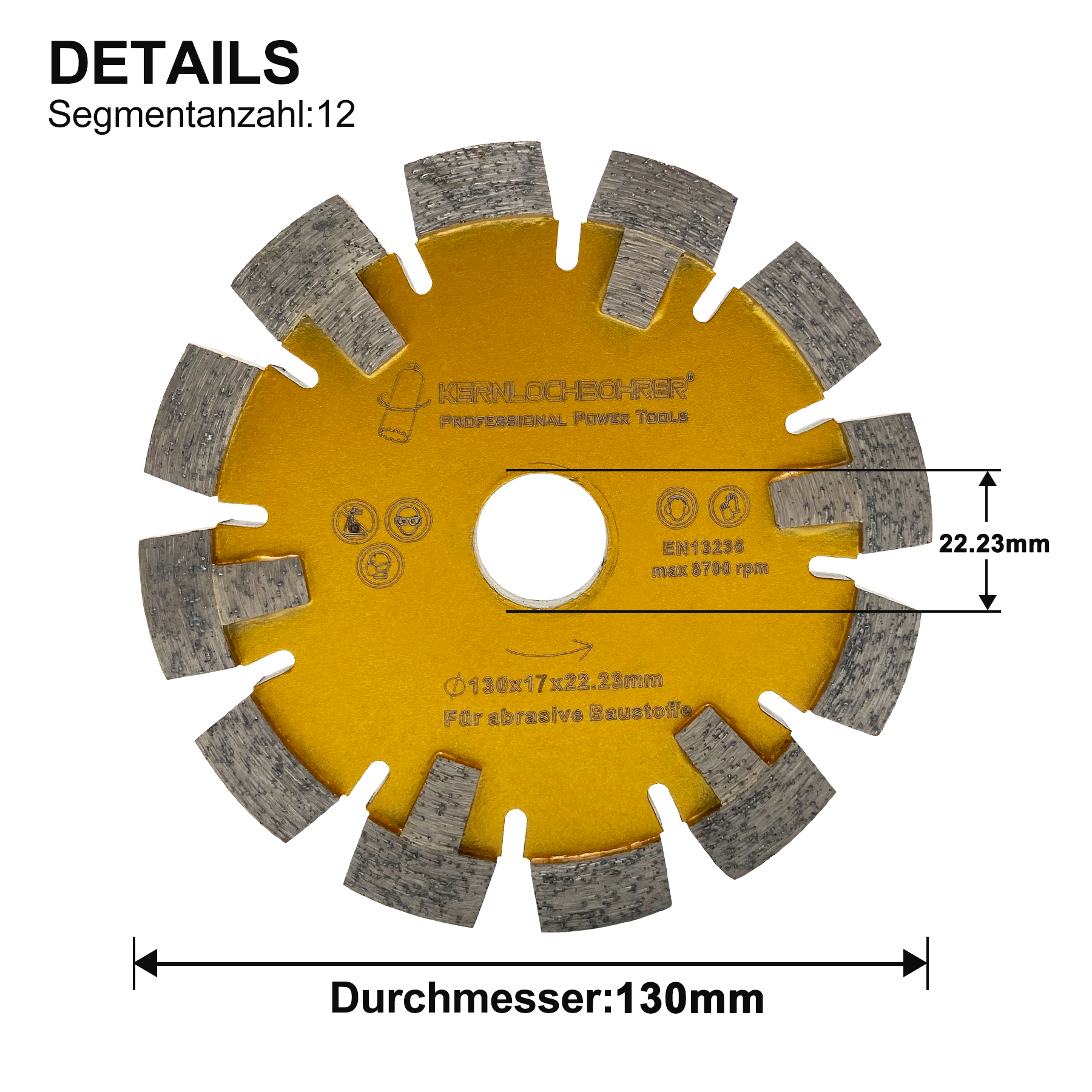 Disco diamantato ECKIG Ø 130 mm 17 mm