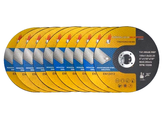 Set di 50 dischi da taglio professionali INOX Ø 150 mm x 1,6 mm per acciaio inossidabile 