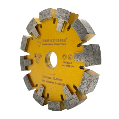 Disco diamantato quadrato, 130 mm, con segmenti di protezione a T da 17 mm per materiali da costruzione abrasivi 